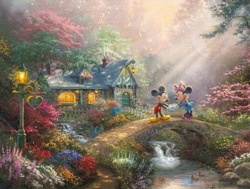 ミッキーとミニーのスイートハートブリッジ トーマス・キンケード Oil Paintings